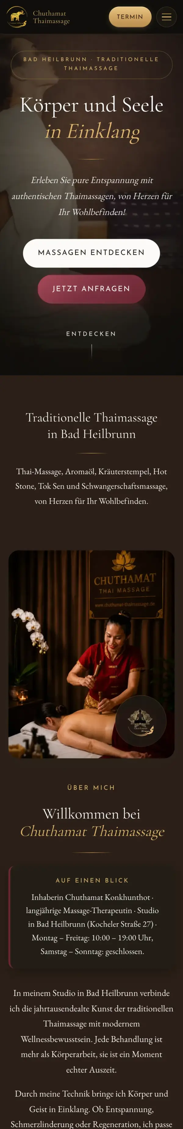 Home page of Chuthamat Thaimassage on a phone