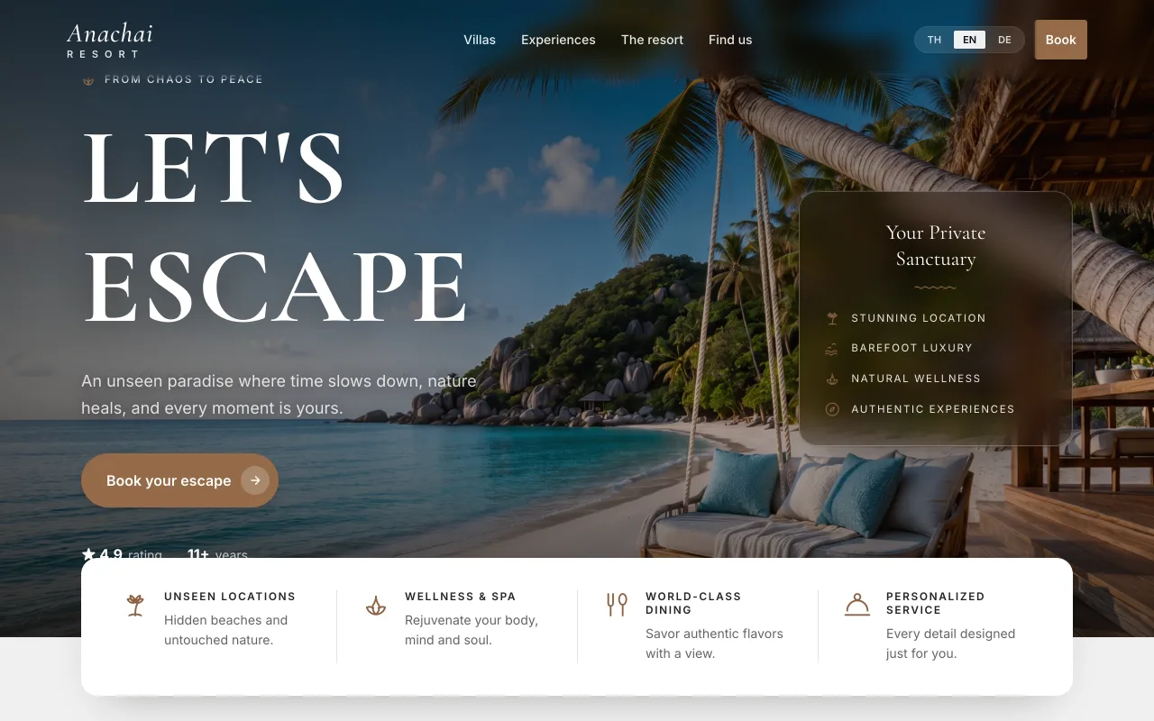 Anachai Resort hotel, design template by miraTEQ