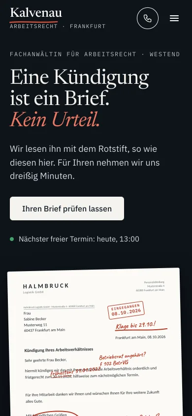 Kalvenau Arbeitsrecht, Kanzlei für Arbeitsrecht