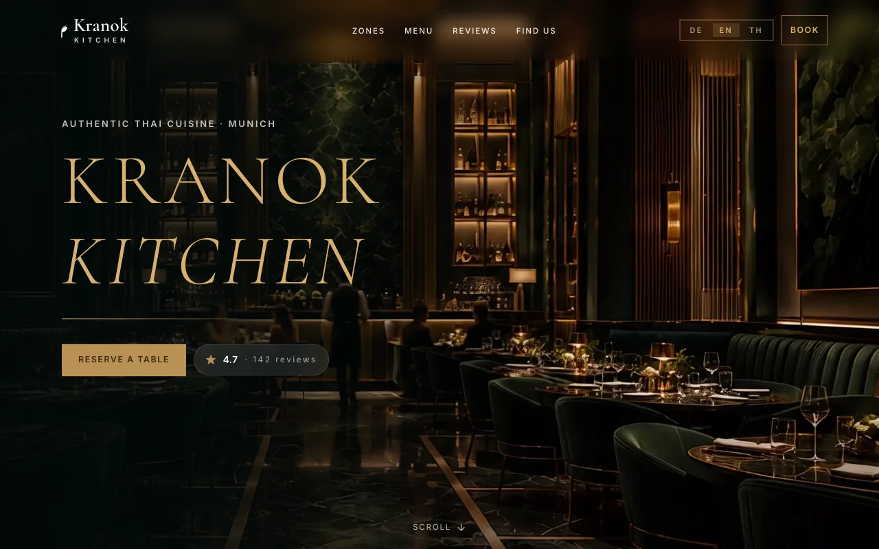 Kranok Kitchen Restaurant, design template by miraTEQ